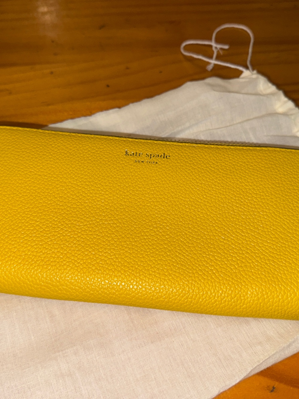 NWOT kate spade Pebbled Yellow Zip-Around Wallet